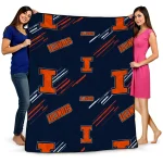 illinois fighting illini sketch lines blue quilt blanket best selling