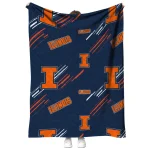 illinois fighting illini sketch lines blue quilt blanket best selling