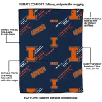 illinois fighting illini sketch lines blue quilt blanket best selling