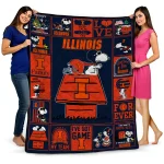 illinois fighting illini snoopy love blue quilt blanket best selling