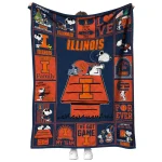 illinois fighting illini snoopy love blue quilt blanket best selling