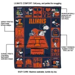 illinois fighting illini snoopy love blue quilt blanket best selling