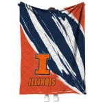 illinois fighting illini stroke art blue white quilt blanket best selling