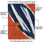illinois fighting illini stroke art blue white quilt blanket best selling