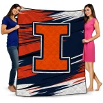 illinois fighting illini wild lines blue white quilt blanket best selling