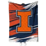 illinois fighting illini wild lines blue white quilt blanket best selling