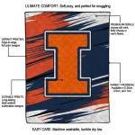 illinois fighting illini wild lines blue white quilt blanket best selling