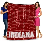 indiana hoosiers brick grid red quilt blanket best selling
