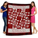 indiana hoosiers helmet heart red quilt blanket best selling