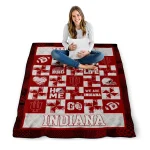 indiana hoosiers helmet heart red quilt blanket best selling