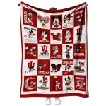 indiana hoosiers mickey mouse motif red white quilt blanket best selling