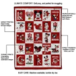 indiana hoosiers mickey mouse motif red white quilt blanket best selling