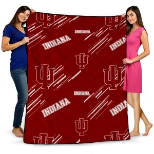 indiana hoosiers sketch lines red quilt blanket best selling