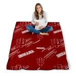 indiana hoosiers sketch lines red quilt blanket best selling
