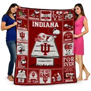 indiana hoosiers snoopy love red quilt blanket best selling