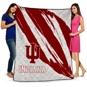 indiana hoosiers stroke art red white quilt blanket best selling