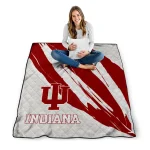 indiana hoosiers stroke art red white quilt blanket best selling