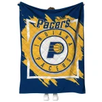 indiana pacers block border blue quilt blanket best selling