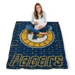 indiana pacers brick grid blue quilt blanket best selling