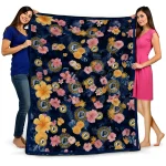 indiana pacers hibiscus foliage blue quilt blanket best selling