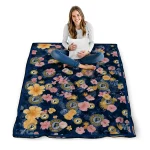 indiana pacers hibiscus foliage blue quilt blanket best selling