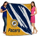 indiana pacers stroke art blue white quilt blanket best selling