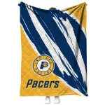 indiana pacers stroke art blue white quilt blanket best selling