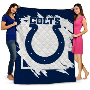 indianapolis colts block border blue quilt blanket best selling