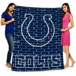 indianapolis colts brick grid blue quilt blanket best selling