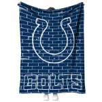 indianapolis colts brick grid blue quilt blanket best selling