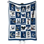 indianapolis colts mickey pattern blue white quilt blanket best selling