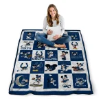 indianapolis colts mickey pattern blue white quilt blanket best selling