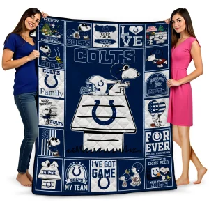 indianapolis colts snoopy love blue quilt blanket best selling