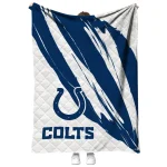indianapolis colts stroke art blue white quilt blanket best selling