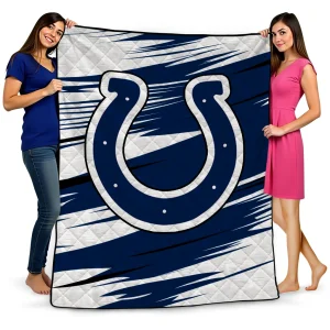 indianapolis colts wild lines blue white quilt blanket best selling