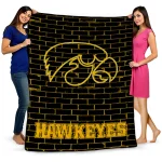 iowa hawkeyes brick grid black quilt blanket best selling