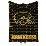 iowa hawkeyes brick grid black quilt blanket best selling
