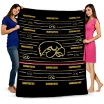 iowa hawkeyes handdrawn stripes black quilt blanket best selling