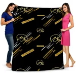 iowa hawkeyes sketch lines black quilt blanket best selling