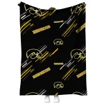 iowa hawkeyes sketch lines black quilt blanket best selling