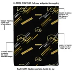 iowa hawkeyes sketch lines black quilt blanket best selling