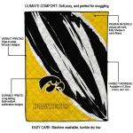 iowa hawkeyes stroke art black white quilt blanket best selling