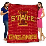 iowa state cyclones brick grid red quilt blanket best selling