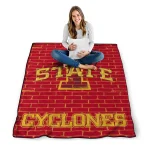 iowa state cyclones brick grid red quilt blanket best selling