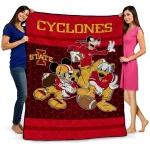 iowa state cyclones disney football red quilt blanket best selling