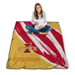iowa state cyclones stroke art red white quilt blanket best selling