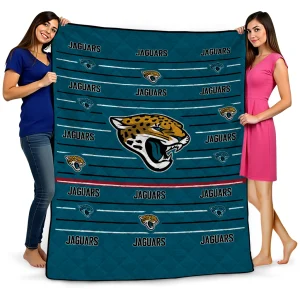 jacksonville jaguars handdrawn stripes teal quilt blanket best selling