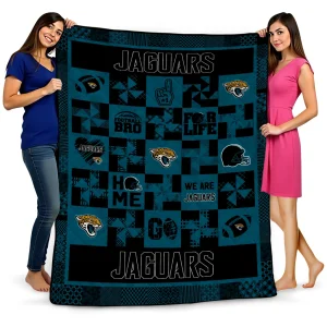jacksonville jaguars helmet heart teal quilt blanket best selling