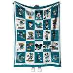 jacksonville jaguars mickey pattern teal white quilt blanket best selling