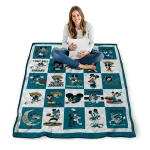 jacksonville jaguars mickey pattern teal white quilt blanket best selling